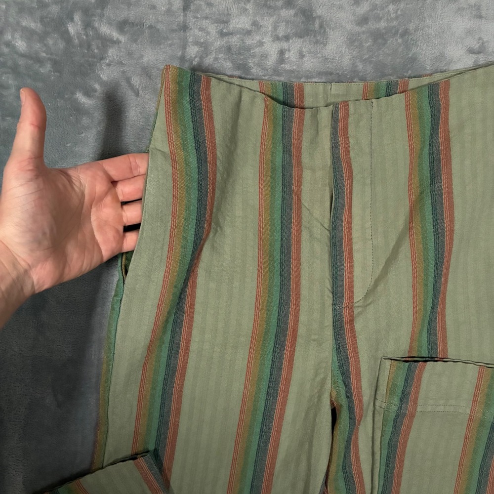 EUC Free People Star of Wonder Striped Wide Leg Pants Flare Boho Green Women's 0 - Picture 5 of 12